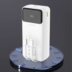 DUDAO K15MAX Power Bank 30000mAh USB / USB-C / Lightning + vstavané káble 22.5W, belo