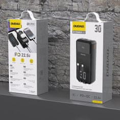 DUDAO K15MAX Power Bank 30000mAh USB / USB-C / Lightning + vstavané káble 22.5W, črna
