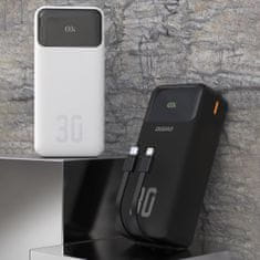 DUDAO K15MAX Power Bank 30000mAh USB / USB-C / Lightning + vstavané káble 22.5W, črna