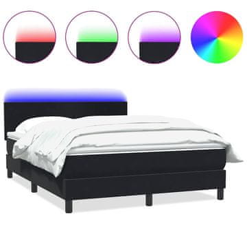 Vidaxl Box spring postelja z vzmetnico LED črna 160x210 cm žamet