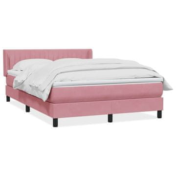 Vidaxl Box spring postelja z vzmetnico roza 160x210 cm žamet
