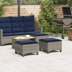 Vidaxl Vrtni stolčki z blazinami 2 kosa Grey 55x55x36 cm Poly Rattan