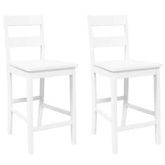Vidaxl Bar Stools 2 kosa bele masivne lesene gume