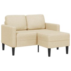 Vidaxl 2-sedežni kavč z ležiščem v obliki črke L kremast 125cm tkanina