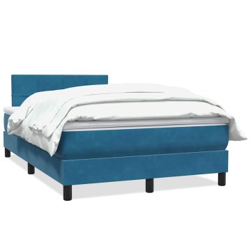 Vidaxl Box spring postelja z vzmetnico temno modra 120x210 cm žamet