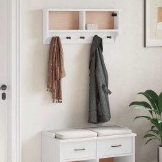 Vidaxl Stenski obešalnik za plašče SANDNES bela 87x12x35 cm les bor