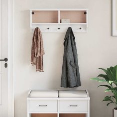 Vidaxl Stenski obešalnik za plašče SANDNES bela 87x12x35 cm les bor