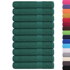 Vidaxl Brisače 10 kos zelena 100x200 cm 360 g/m² 100% bombaž
