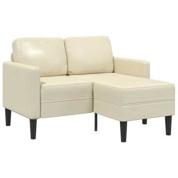 Vidaxl 2-sedežni kavč z ležiščem v obliki črke L, kremast 125 cm