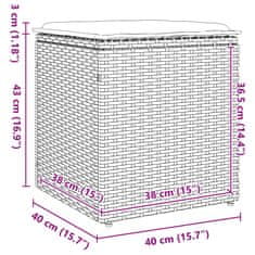 Vidaxl Vrtni stolčki z blazinami 2 kosa Črna 40x40x43 cm Poly Rattan