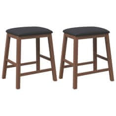 Vidaxl Bar stoli z blazinami 2 kosa Brown Solid Wood Rubber