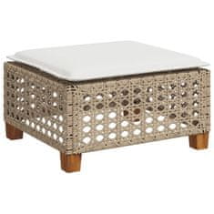 Vidaxl Vrtni stolček z blazino bež 63,5x56x32 cm poli ratan