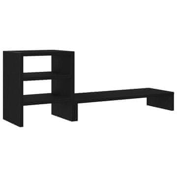 Vidaxl Stojalo za monitor z organizatorjem črna hrast inženirski les