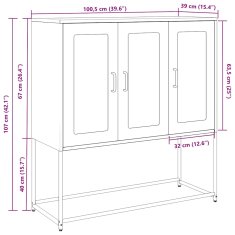Vidaxl Komoda olivno zelena 100,5x39x107 cm hladno valjano jeklo