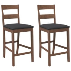 Vidaxl Bar stoli z blazinami 2 kosa Brown Solid Wood Rubber