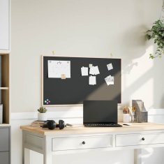 Vidaxl kredna tabla z okvirjem iz masivnega borovega lesa črna