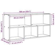 Vidaxl Stenska polica črna hrast 100x25x50 cm inženirski les
