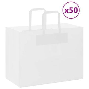 Vidaxl Papirnate vrečke 50 kosov z ročaji bela 32x17x25 cm
