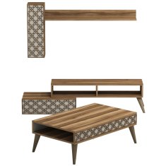 Woody Fashion Garnitura pohištva za dnevno sobo, Planet - oreh, krema
