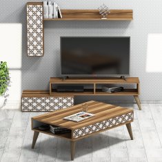 Woody Fashion Garnitura pohištva za dnevno sobo, Planet - oreh, bela