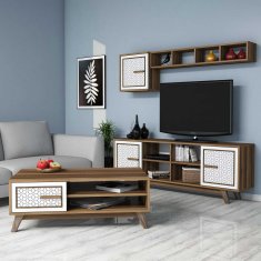 Woody Fashion Garnitura pohištva za dnevno sobo, Ayla - oreh, bela