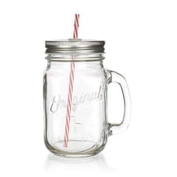 Banquet Stekleni reliefni vrč MADEIRA 450 ml, s pokrovom, komplet 10 kosov