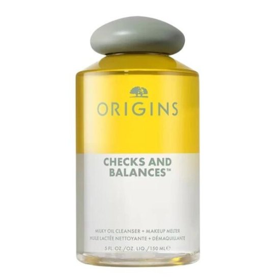 Origins Dvostopenjski odstranjevalec ličil Checks and Balances (Mlečno oljno čistilo z riževim oljem in skvalanom) 150 ml