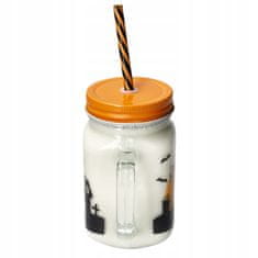 Korbi Stekleni Kozarec s Slamico 450ml Halloween Motiv