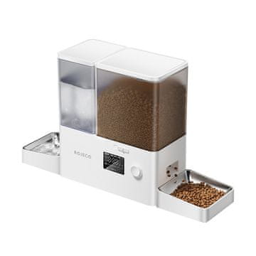 Rojeco 2 v 1 vodna fontana za hišne ljubljenčke 3,5 l in hranilnik 5 l z gumbom Verson (bela)