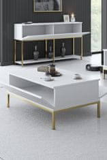 Woody Fashion Miza za kavo, Gospod - bela, zlata