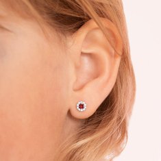 Cutie Jewellery Očarljivi zlati uhani z rdečimi cirkoni Z9002-3100-30-40-X-1