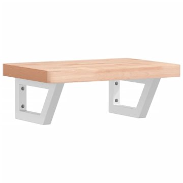 Vidaxl Stenska polica za umivalnik jeklo in trdna bukovina