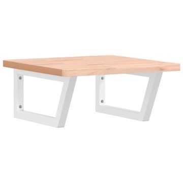 Vidaxl Stenska polica za umivalnik jeklo in trdna bukovina