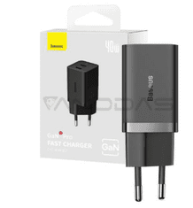 BASEUS GaN4 hišni polnilec, 40W, 2x USB-C, črn (CCGP180101)