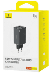 BASEUS GaN6 hišni polnilec, 60W, 2x USB, 2x USB-C, črn (P10162701113-00)