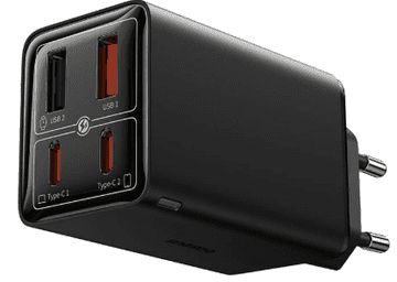 BASEUS GaN6 hišni polnilec, 60W, 2x USB, 2x USB-C, črn (P10162701113-00)