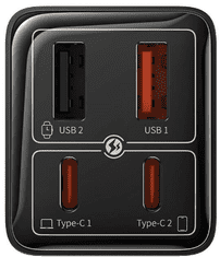 BASEUS GaN6 hišni polnilec, 60W, 2x USB, 2x USB-C, črn (P10162701113-00)