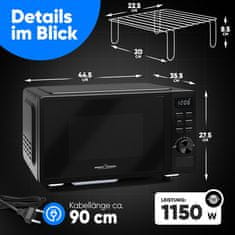ProfiCook MWG 1278 mikrovalovna pečica z žarom 20 L, jumperam.