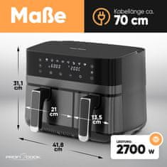 ProfiCook FR 1295 H Friteza z vročim zrakom 9L dvojna 1x5,5 1x3,5