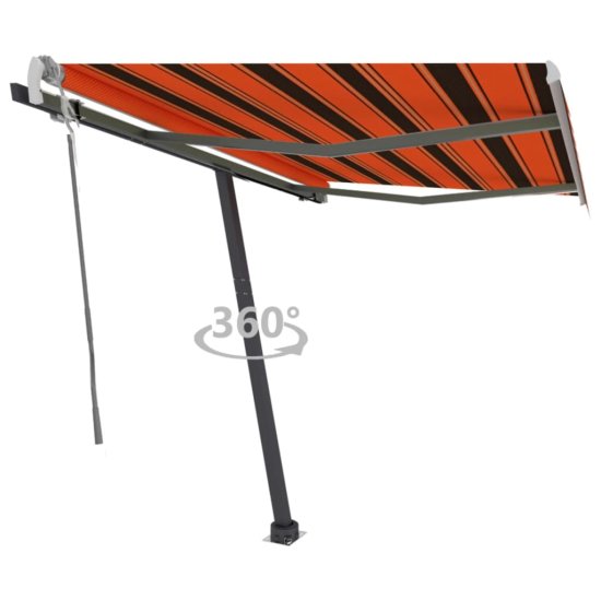 Vidaxl Prostostoječa ročno zložljiva tenda 350x250 cm oranžna/rjava