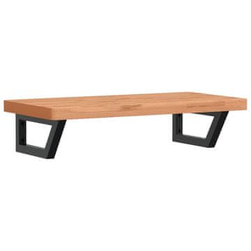 Vidaxl Stenska polica za umivalnik jeklo in trdna bukovina