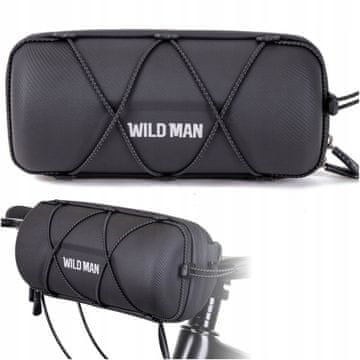 WILD MAN Okrogla kolesarska torba za krmilo, vodoodporna torbica s paščkom, Wild Man, črna