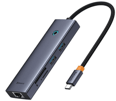 BASEUS priklopna postaja, 1x HDMI 4K 30Hz, 2x USB 3.0+1xPD 100W+RJ45+SD/TF3.0 (B00052805813-00)