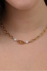 Liu.Jo Elegantna pozlačena ogrlica z logotipom Icona LJ1734