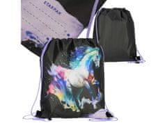 STARPAK Konj Dekliška črna torba za čevlje za TELESNO VZGOJO, šolska torba na rami za dekleta 32x38 cm 