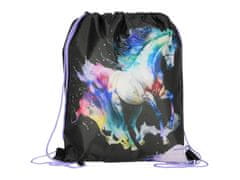 STARPAK Konj Dekliška črna torba za čevlje za TELESNO VZGOJO, šolska torba na rami za dekleta 32x38 cm 