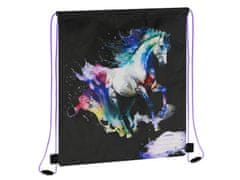 STARPAK Konj Dekliška črna torba za čevlje za TELESNO VZGOJO, šolska torba na rami za dekleta 32x38 cm 