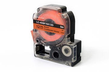 Jetworld JetWorld črno na fluorescenčno oranžni barvi nadomestni trak Epson LC-4DBF 12 mm x 5 m (LC4DBF, SK12D)