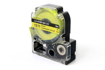 shumee JetWorld črna na fluorescentno rumeni nadomestni trak Epson 12 mm x 5 m LC-4YBF (LC4YBF, SK12Y)