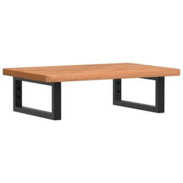 Vidaxl Stenska polica za umivalnik jeklo in trdna bukovina